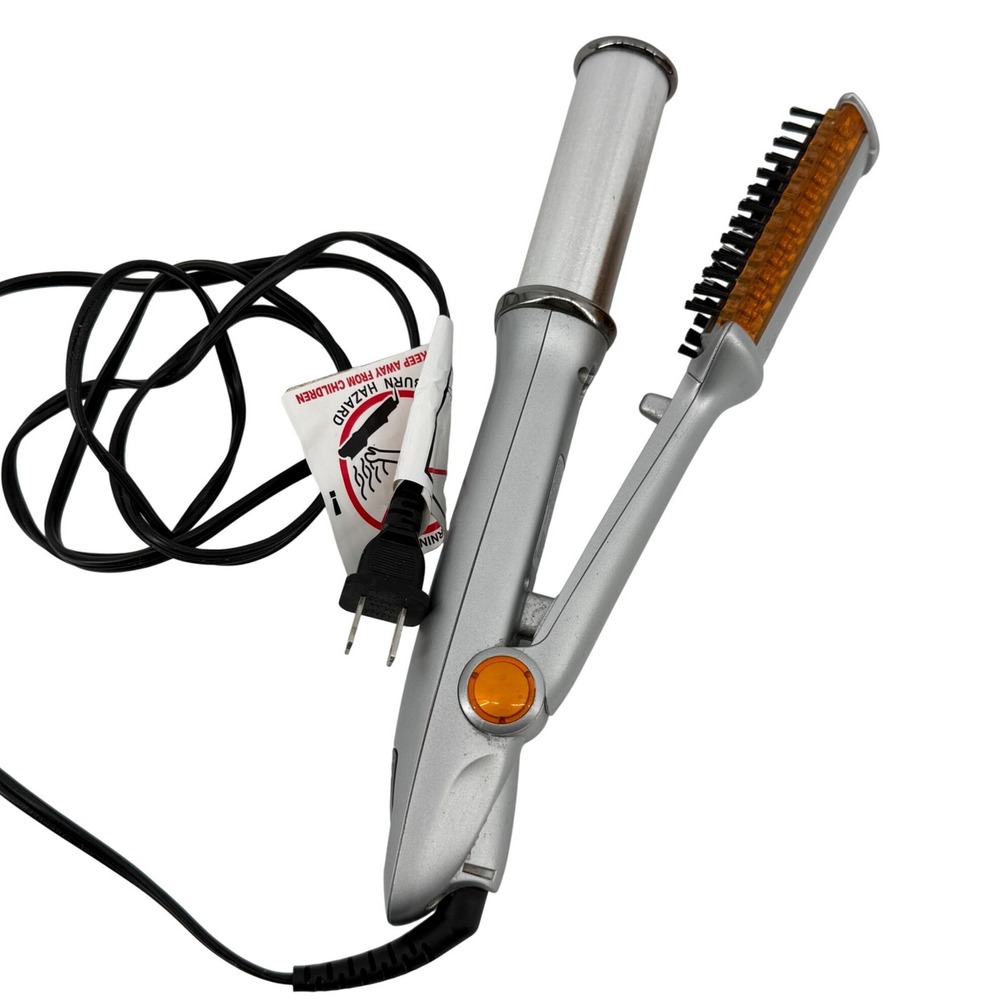 InStyler Original Rotating Curling Iron Brush 1.25" IS1001.1 Silver Orange Works